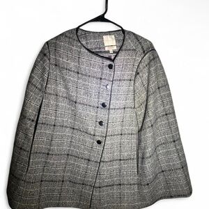 The Limited Black and Gray Plaid Cape